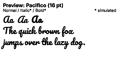 Pacifico Duet font specimen