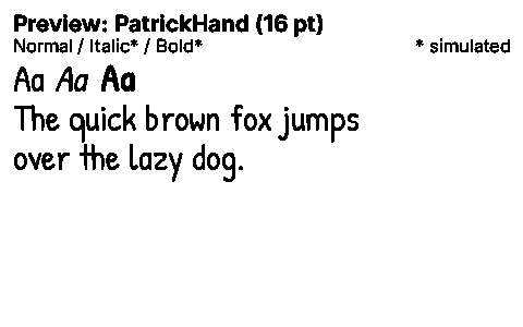 PatrickHand Duet font specimen