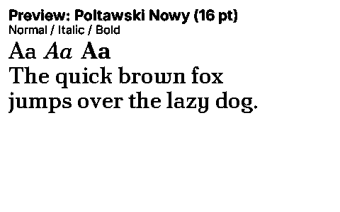 Poltawski Nowy Duet font specimen