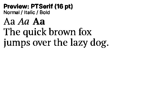 PTSerif Duet font specimen