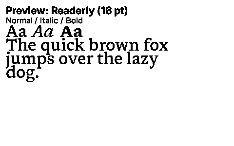 Readerly Duet font specimen