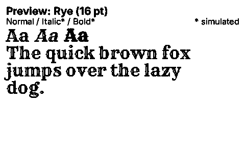 Rye Duet font specimen