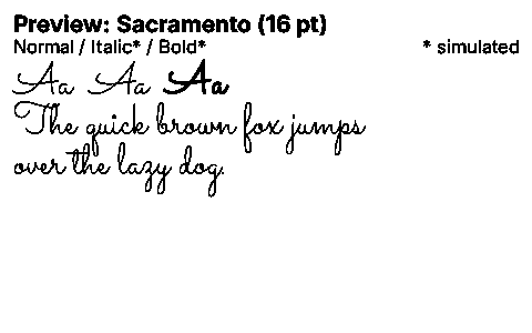 Sacramento Duet font specimen
