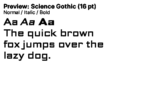 Science Gothic Duet font specimen