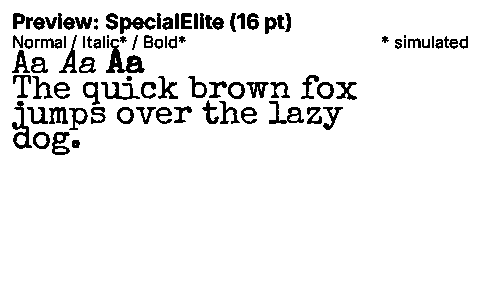SpecialElite Duet font specimen