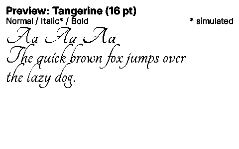 Tangerine Duet font specimen