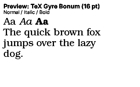 TeX Gyre Bonum Duet font specimen
