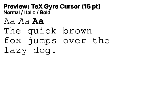 TeX Gyre Cursor Duet font specimen