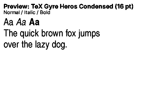 TeX Gyre Heros Condensed Duet font specimen