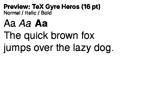 TeX Gyre Heros Duet font specimen