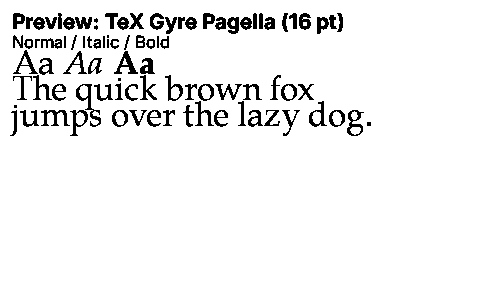 TeX Gyre Pagella Duet font specimen
