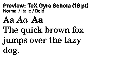 TeX Gyre Schola Duet font specimen
