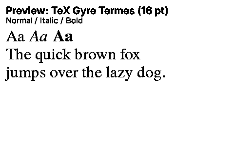 TeX Gyre Termes Duet font specimen