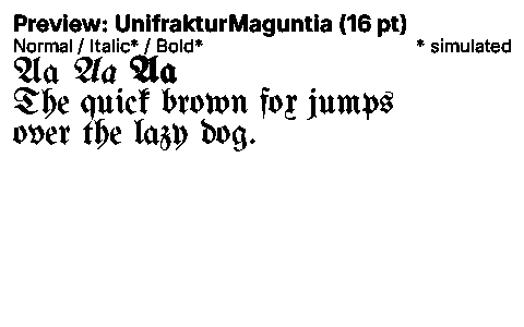 UnifrakturMaguntia Duet font specimen