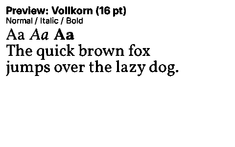 Vollkorn Duet font specimen
