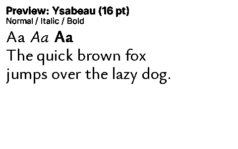 Ysabeau Duet font specimen